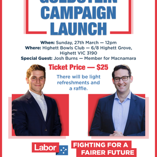 Campaign launch poster for Martyn Abbott for Goldstein 2022.