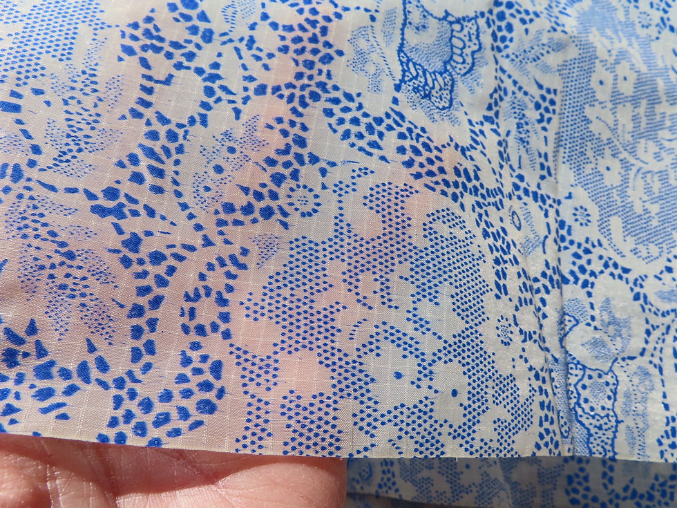 Thumbnail: Sheer blue lace print fabric