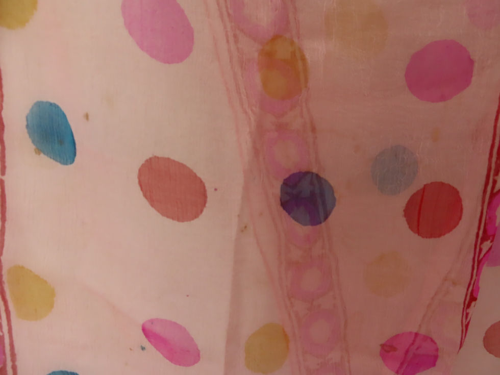 Thumbnail: Vintage Silk Scarf Pink Chiffon Polka Dot Print
