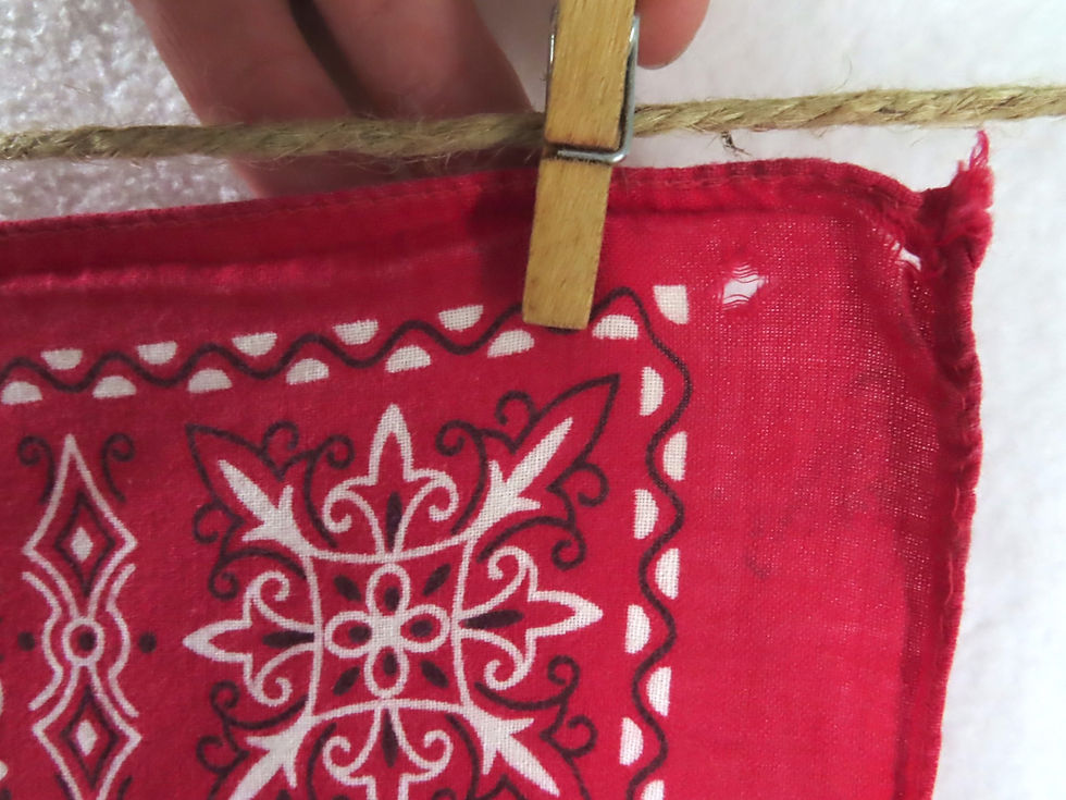 Thumbnail: closeup shows small hole in corner of bandana