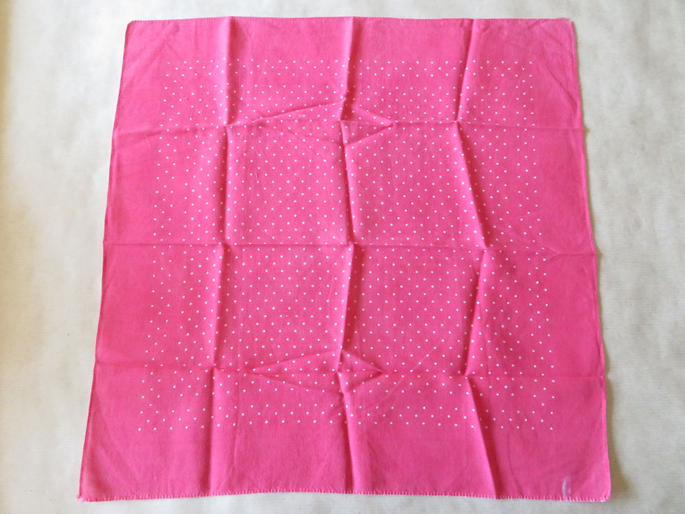 Vintage pink handkerchief or small bandana with tiny polka dot print