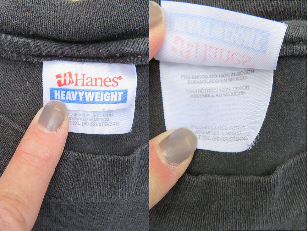 Thumbnail: details of labels on vintage tee