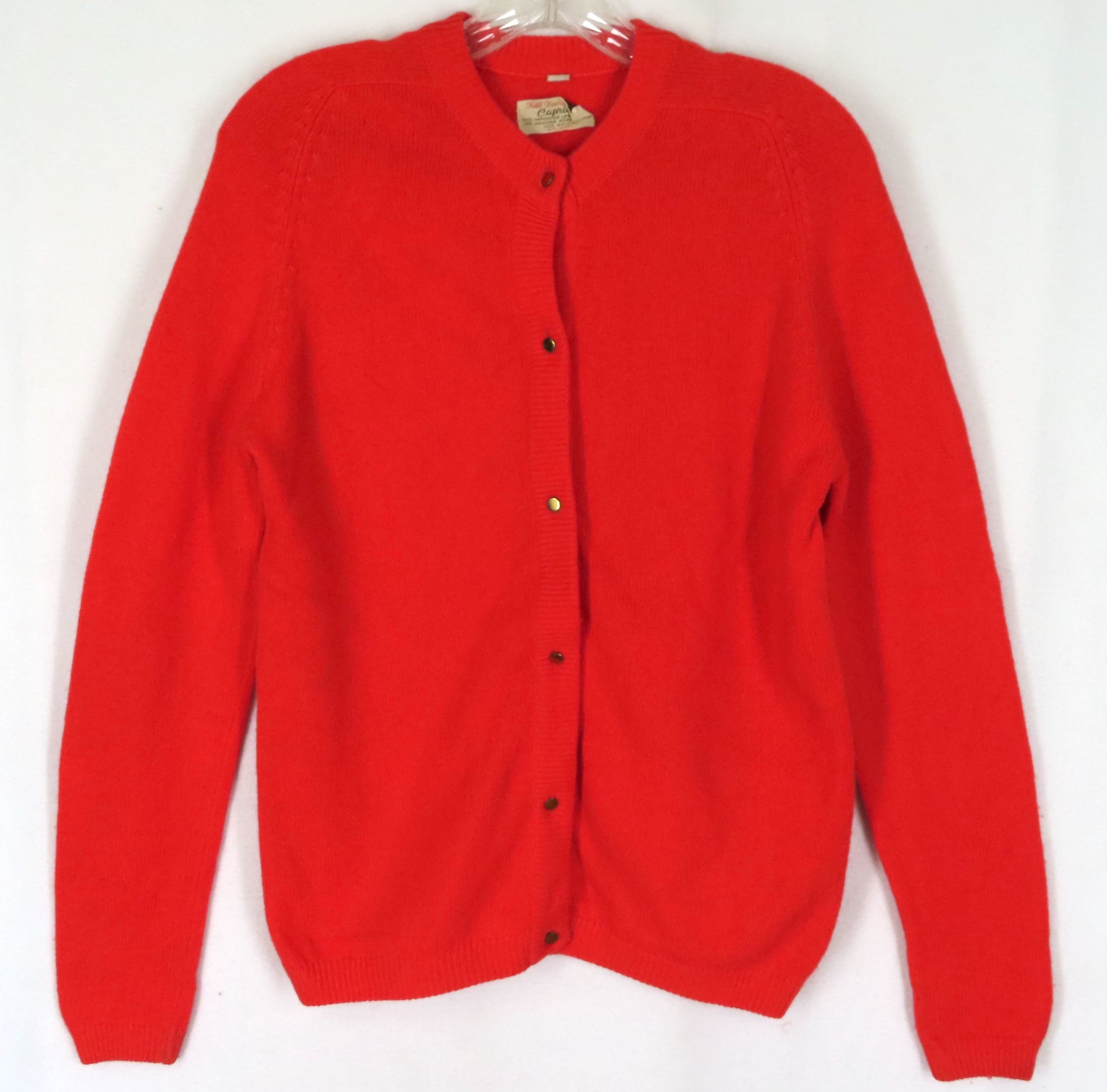 Vintage 70s bright orange cardigan sweater