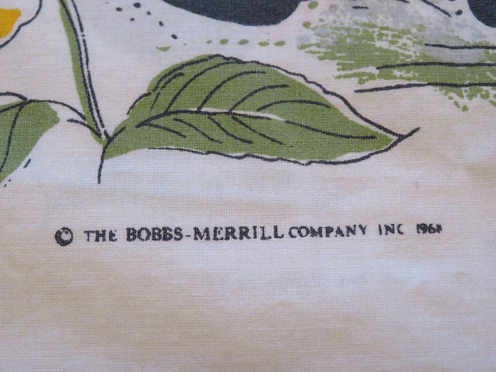 Copyright info on Bobbs Merrill Co. raggedy ann pillowcase