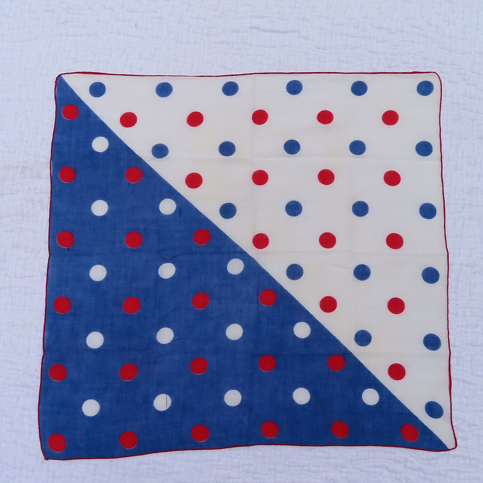 Square red white and blue polka dot bandana scarf