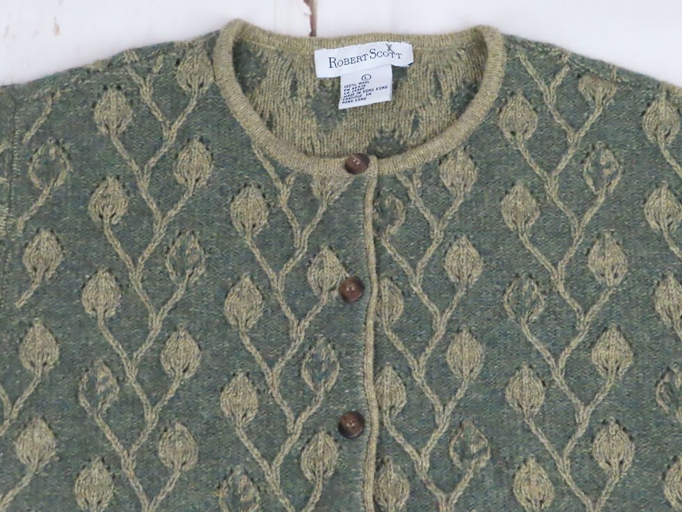 Closeup front of green sweater