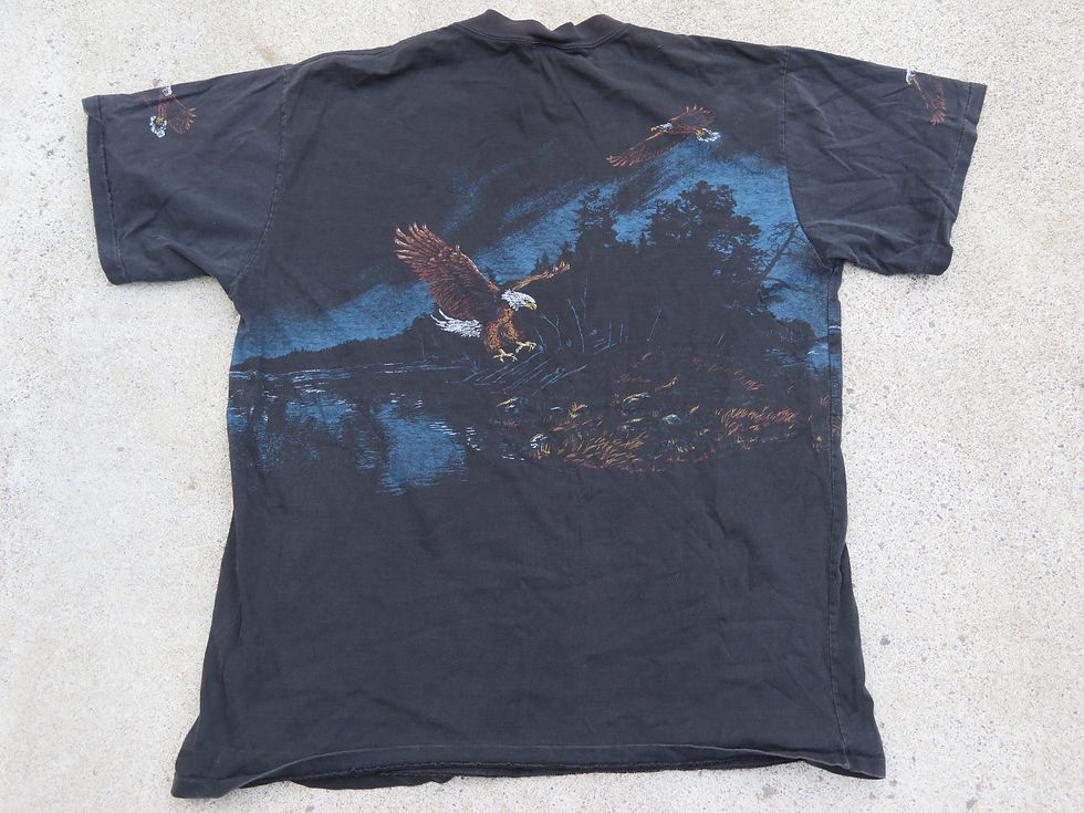 Thumbnail: Vintage 90s Flying Eagle Black Tee L USA