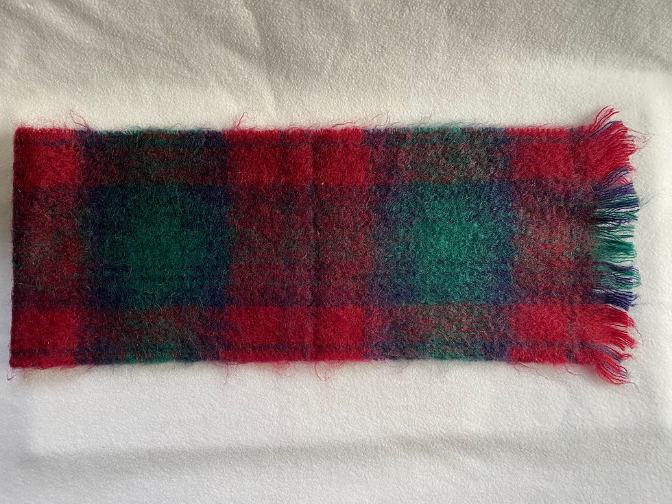 Thumbnail: Vies of plaid wool scarf laying flat