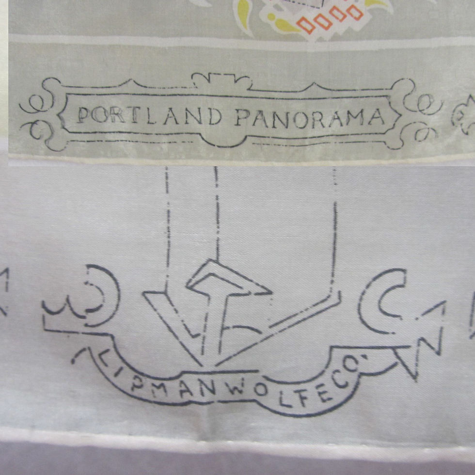 Thumbnail: Vintage Portland Oregon Scarf Cityscape Souvenir 50s Landmarks Bridges