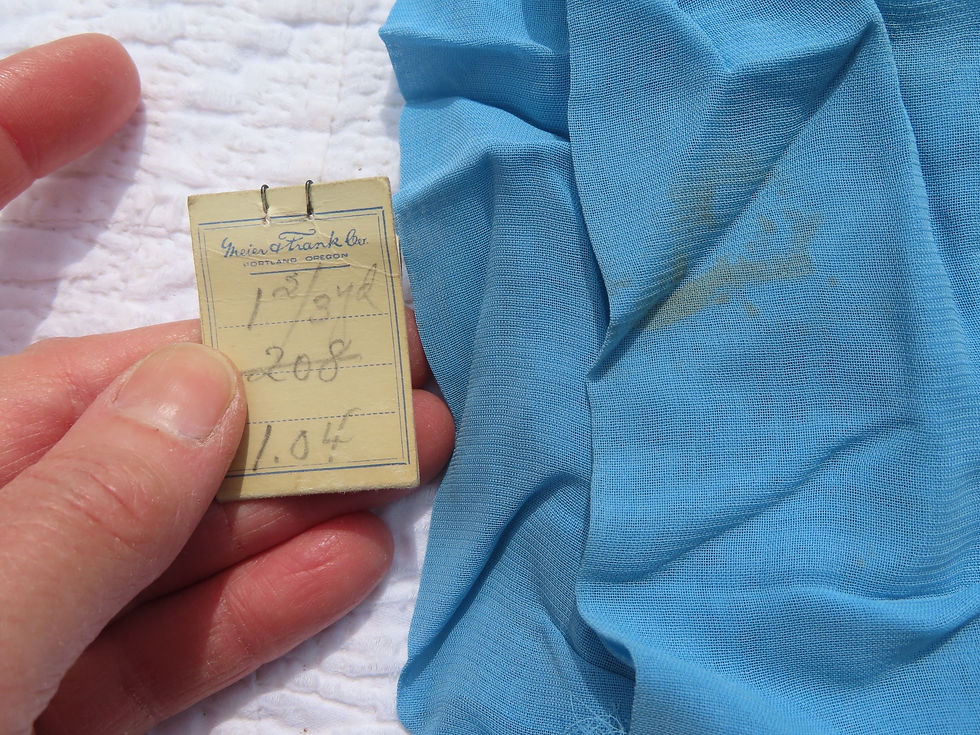 Thumbnail: Meier and Frank remnant label on vintage rayon fabric