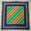 Thumbnail: Bright diagonal stripe with solid dark blue color border square scarf or bandana