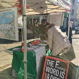 Swale Foe Market Stall - fracking campai