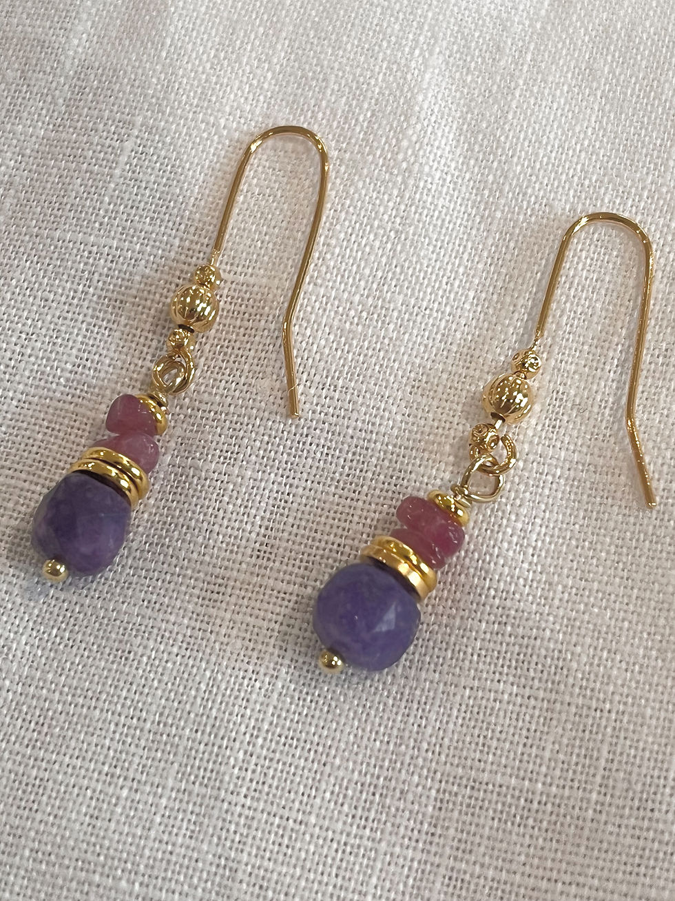 Miniature : Boucles d'oreilles  DAHLIA Tourmaline rose - Améthyste