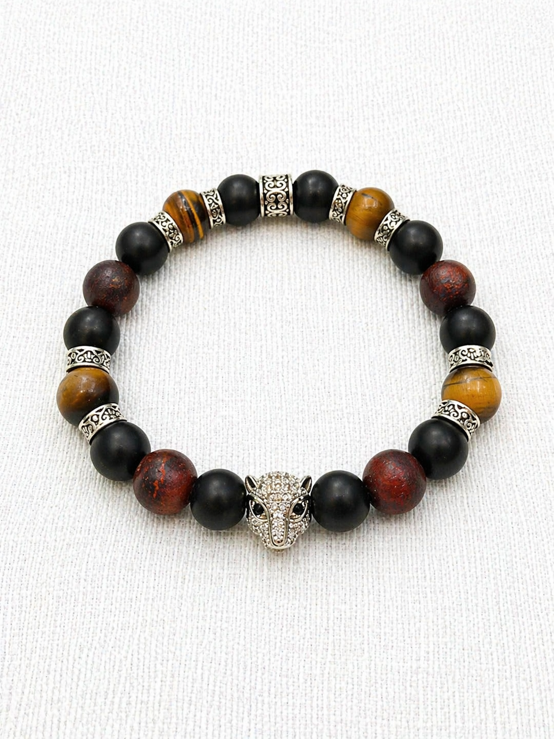 Bracelet LEONIS Onyx - Oeil de tigre rouge & brun