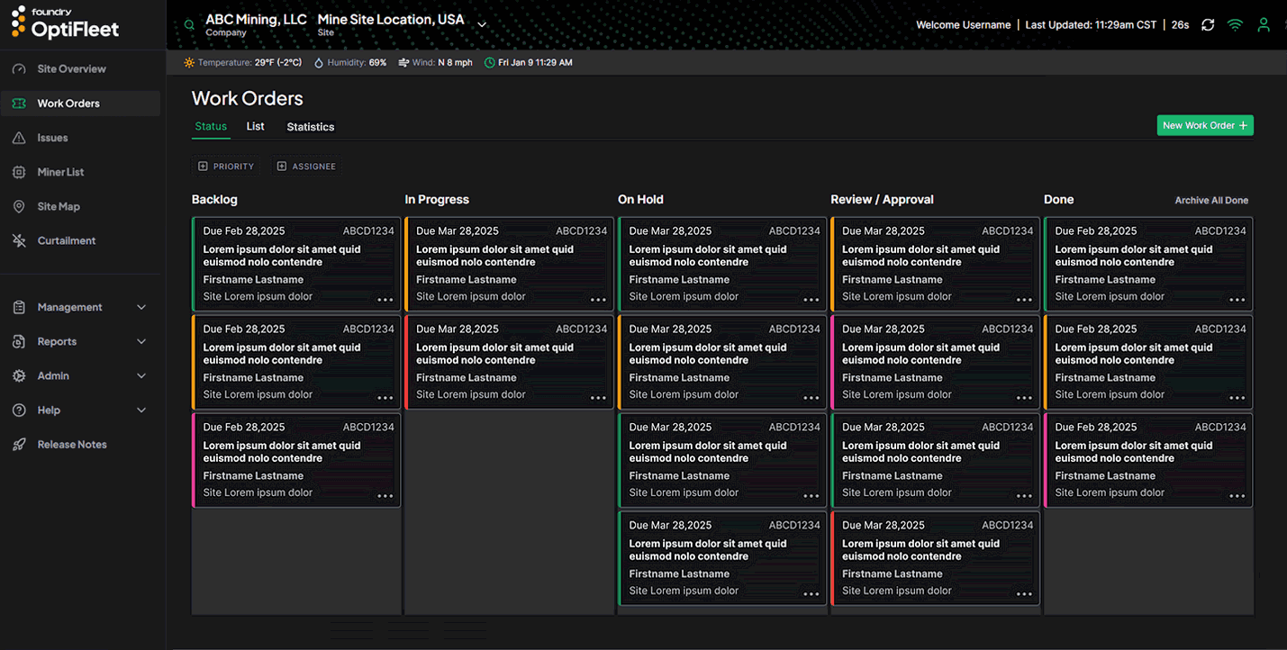 OptiFleet Work Orders