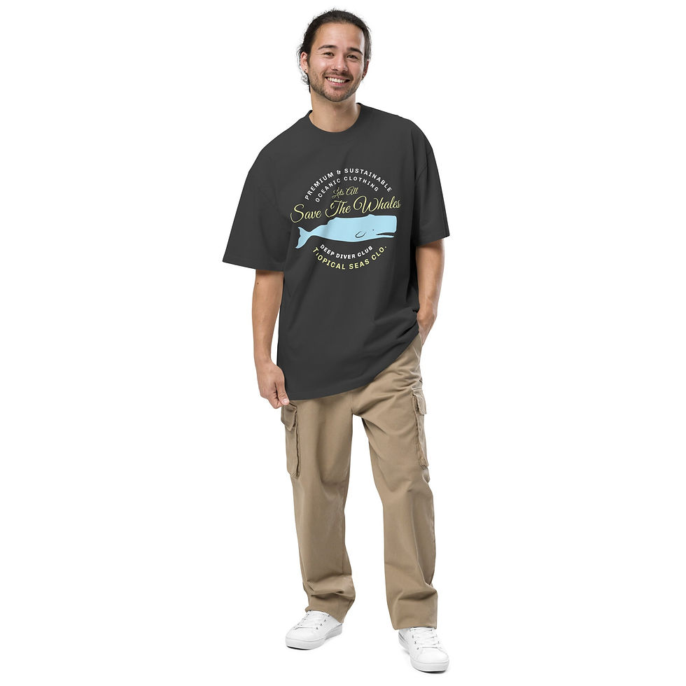 Thumbnail: Oversized faded Lets Save the Whales t-shirt