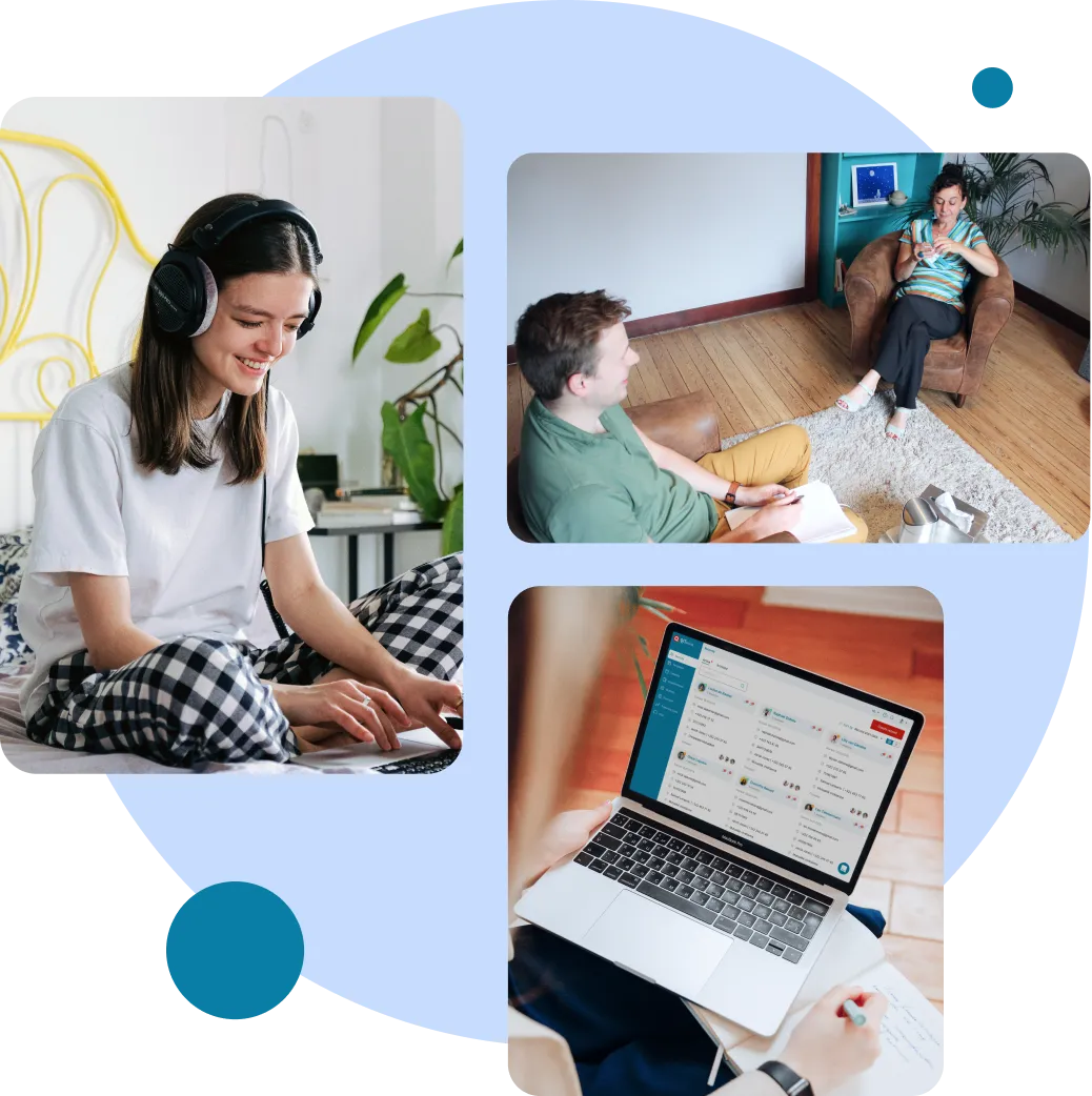 Therapie sessie met therapeut en cliënt, elektronisch patieëntendossier, online therapie