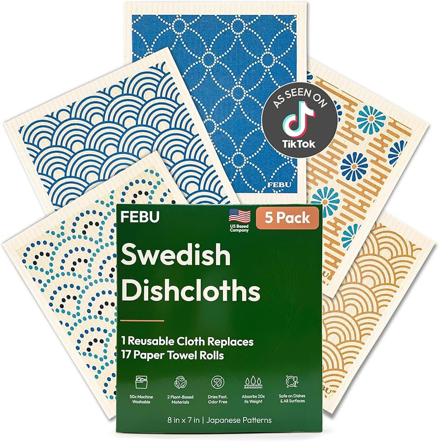 Swedish Dishcloth Set — 5 Pack (Replaces 85 Paper Towel Rolls)