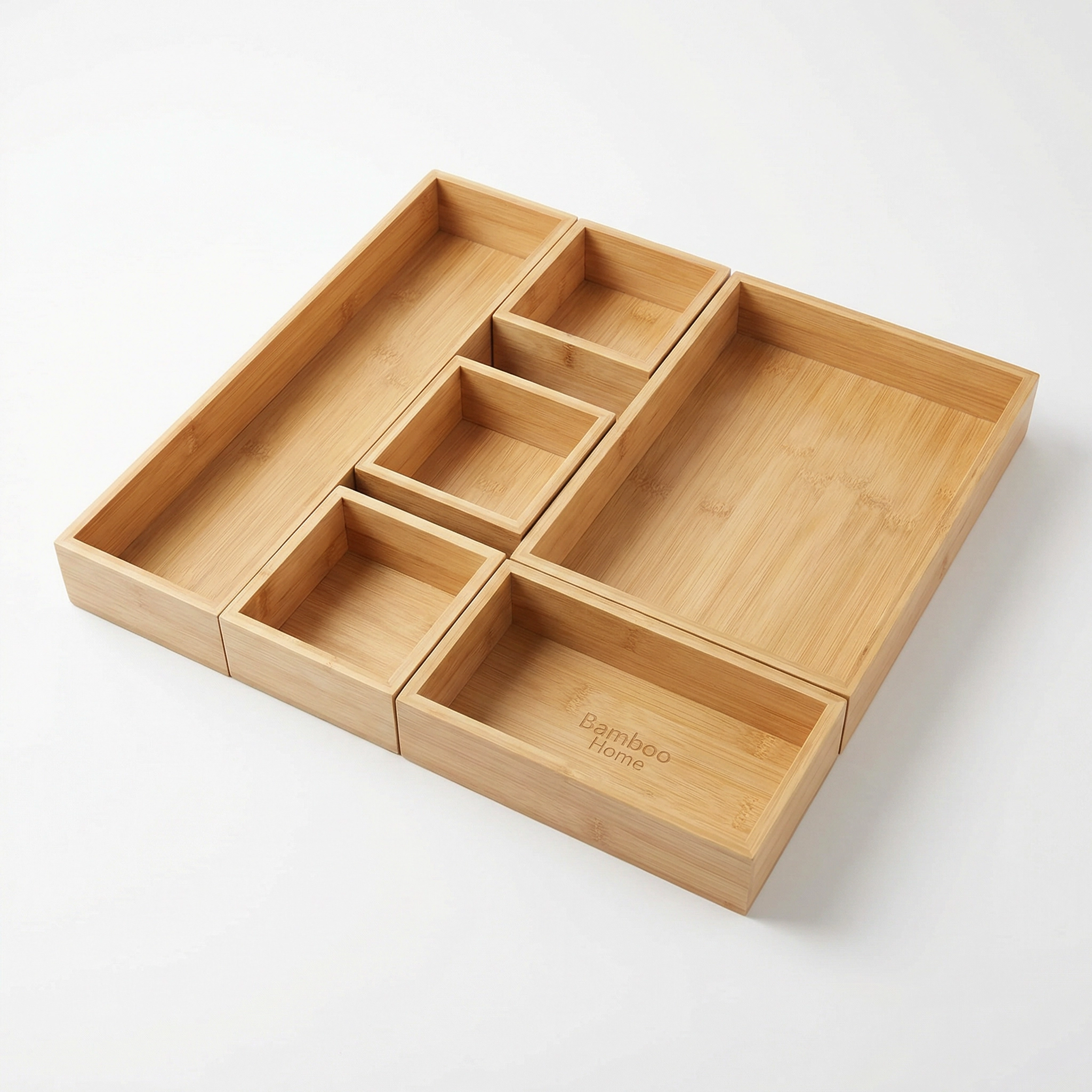 Bamboo Drawer Organizer Set (6 Pieces)