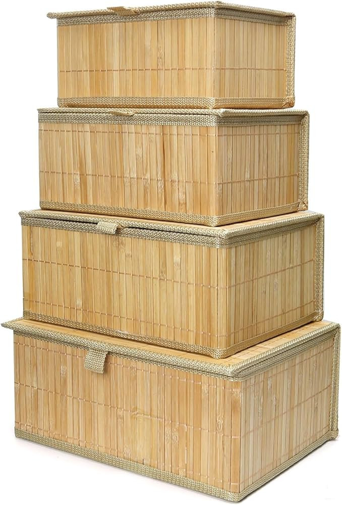 Natural Bamboo Storage Baskets — Set of 3 Nesting Organizers