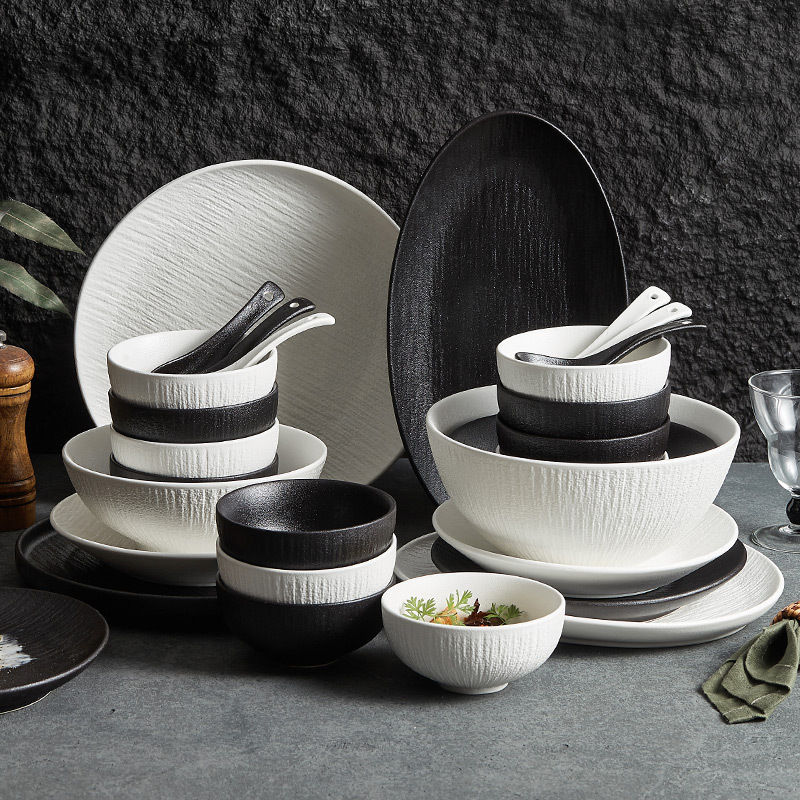 Thumbnail: Black and White Ceramic Dishes, Dishes, Home Eating Bowls, Soup Bowls, Fish Plat