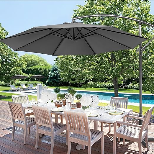 3m/2.7m Large Cantilever Parasol Garden Banana Umbrella Patio Offset Umbrella wi