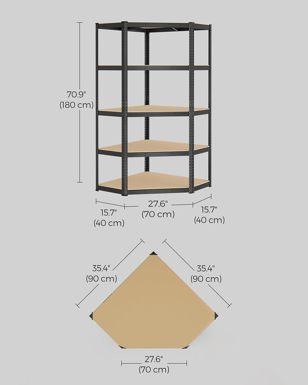 Thumbnail: Corner Shelf 5-Tier Heavy Duty Garage Shelving Metal Shelving Units