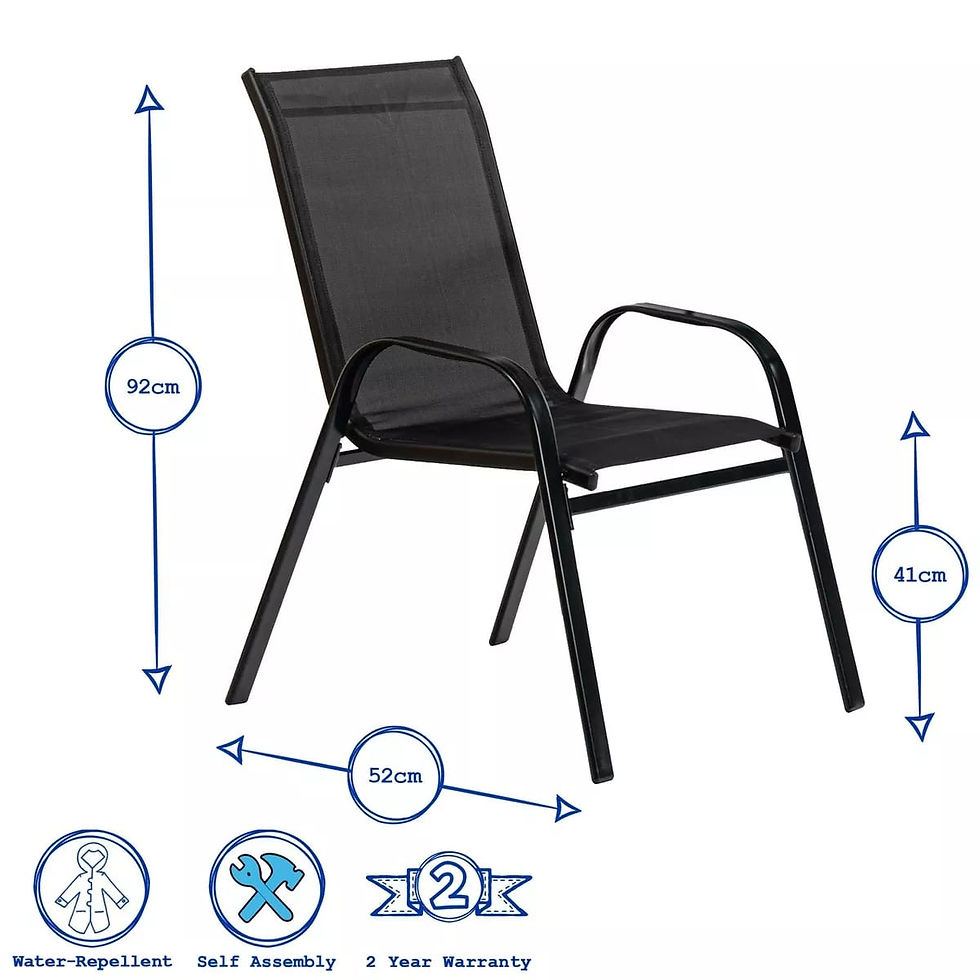 Thumbnail: 5pc Garden Furniture Set Glass Top Outdoor Bistro Table Chair 120x70cm Black