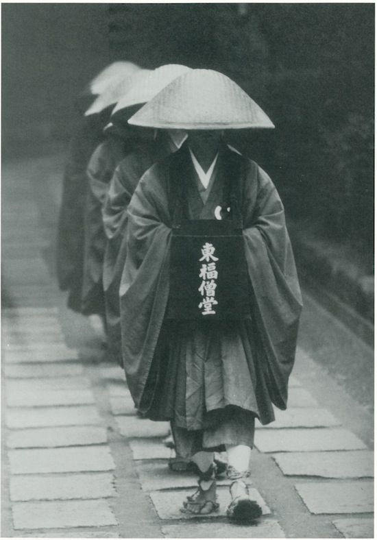 zen monks walking