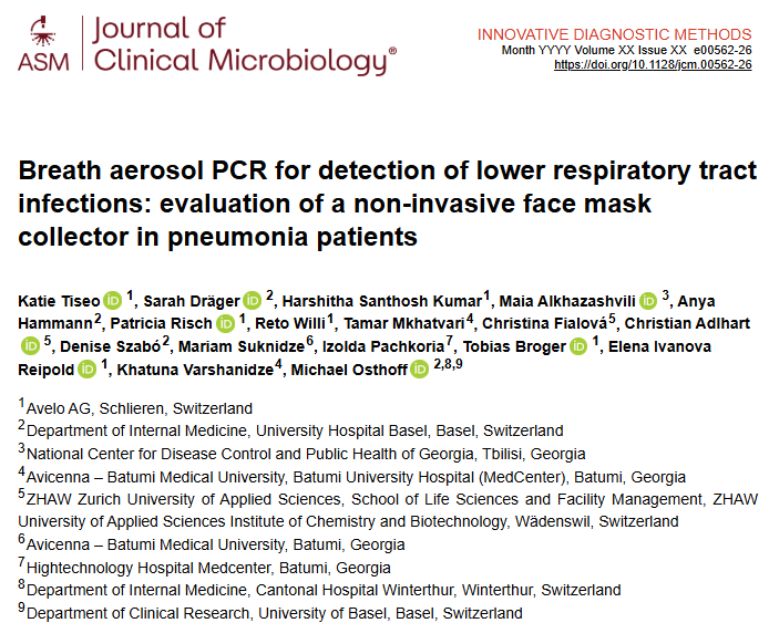 AveloMask Pneumonia Study Published in Journal of Clinical Microbiology