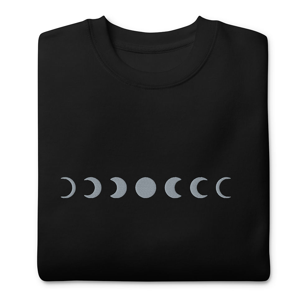 Thumbnail: Elegance in Motion - Embroidered Moon Phases Hooded Sweatshirt, Premium Quality Lunar Attire