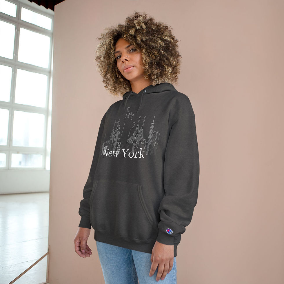 Thumbnail: Women’s Urban NYC Champion Hoodie with Kangaroo Pocket in City Setting
