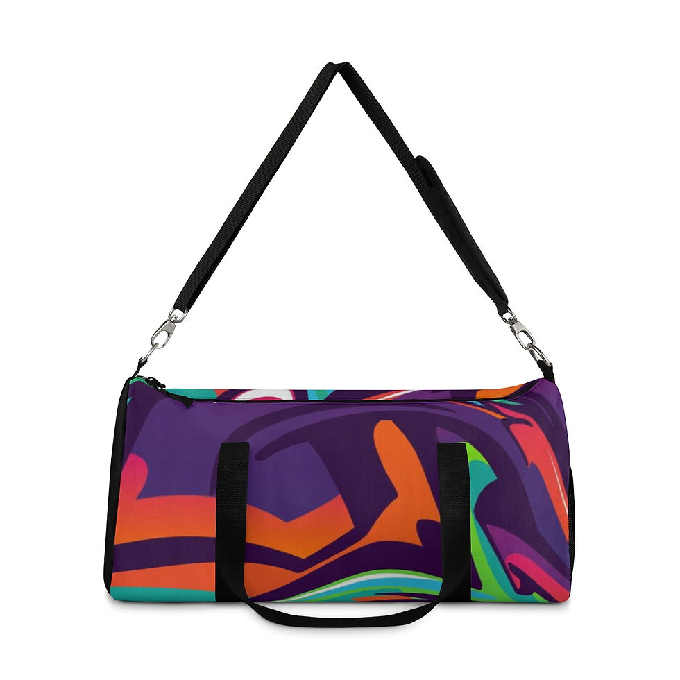 Thumbnail: Cityscape Artistry: Graffiti Design Duffel – Unisex Streetwise Travel Gear.