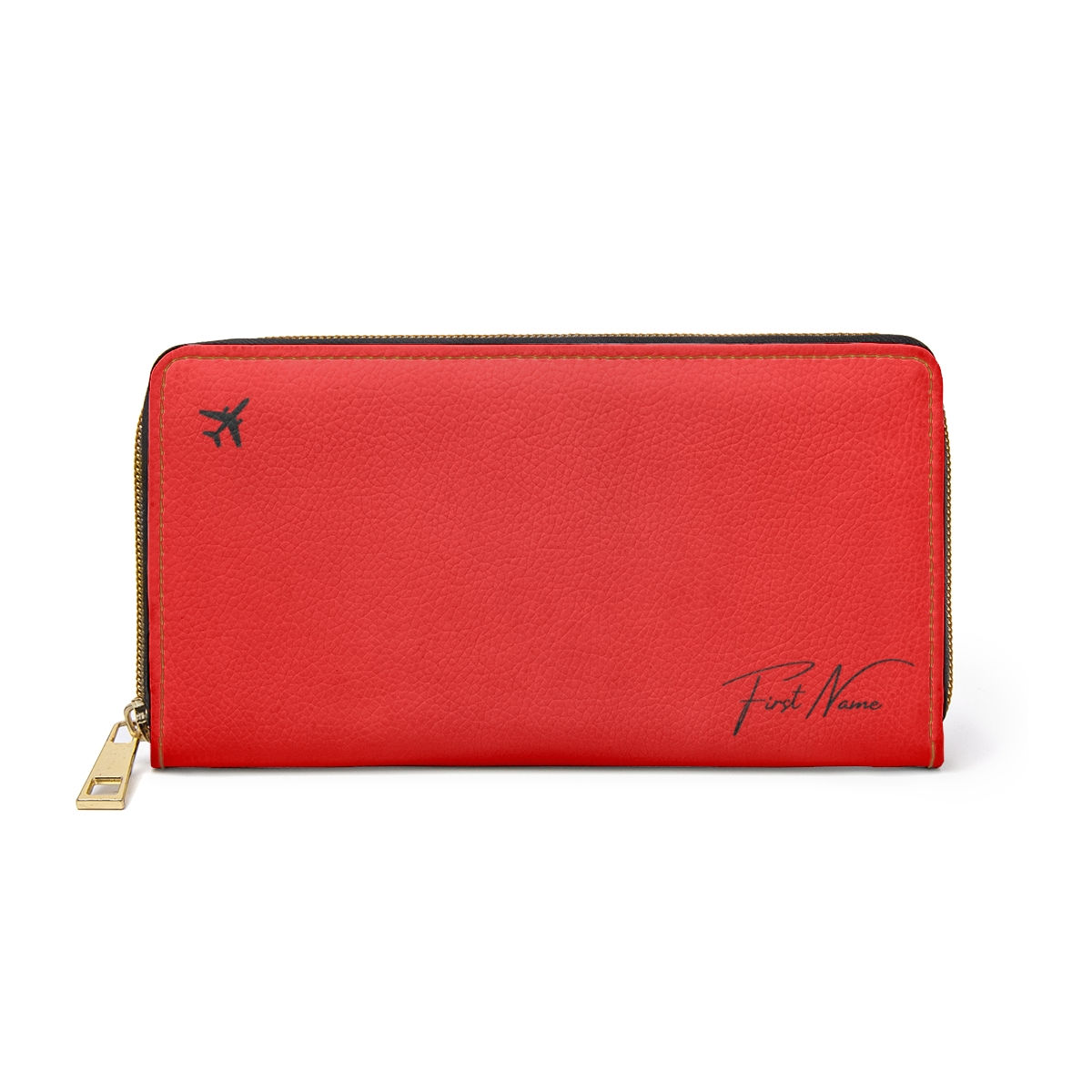 Your Signature Red - Personalized Name Wallet, Red Zipper Wallet Tailored Just for You