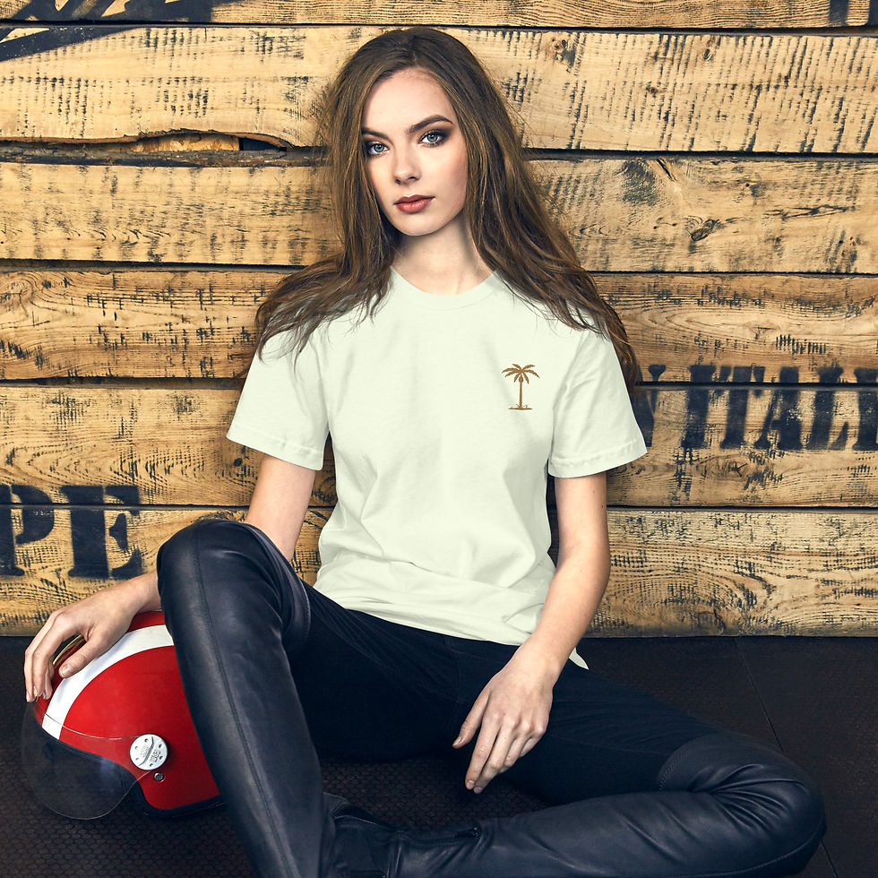 Thumbnail: Midweight t-shirt with palm tree embroidery, sourced from sustainable locations.