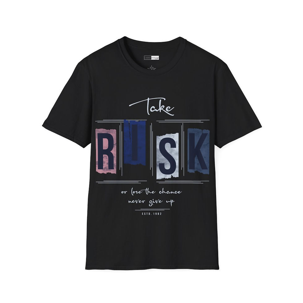 Thumbnail: Step boldly with the Take a Risk Slogan T-Shirt - A classic fit tee inspiring courage and decisive action
