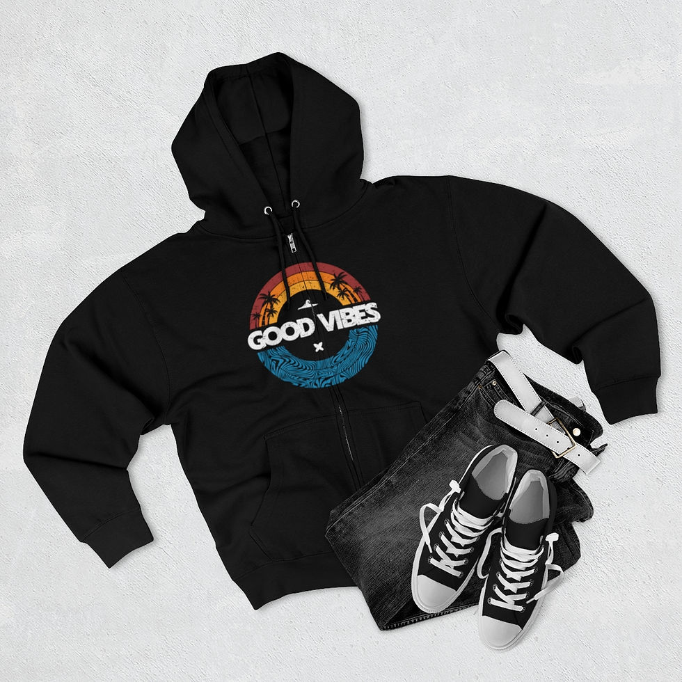 Thumbnail: perfect zip up hoodie, Unisex Comfort: Good Vibes Windrunner Fleece Hoodie