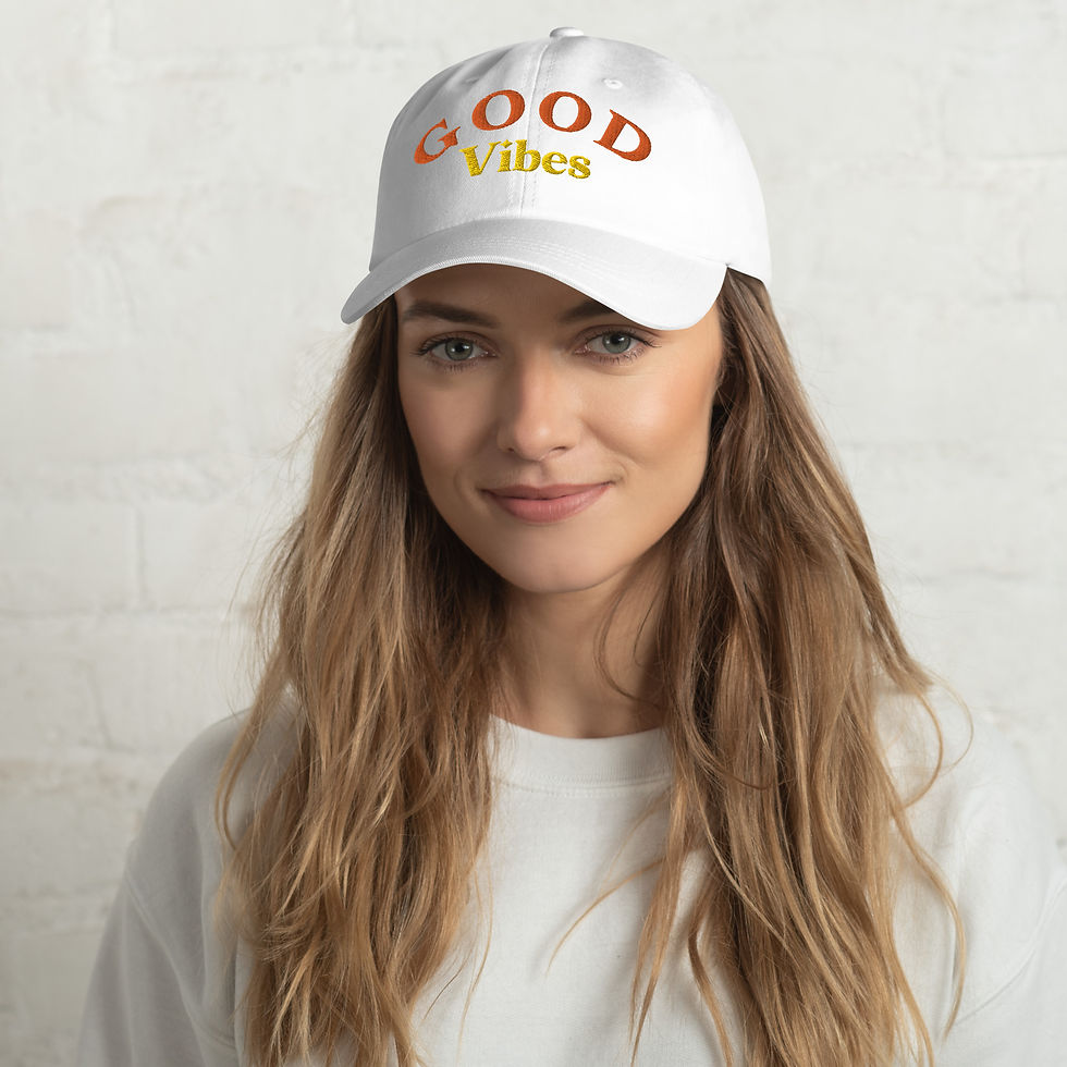 Thumbnail: Baseball cap with good vibes only embroidery and breathable fabric