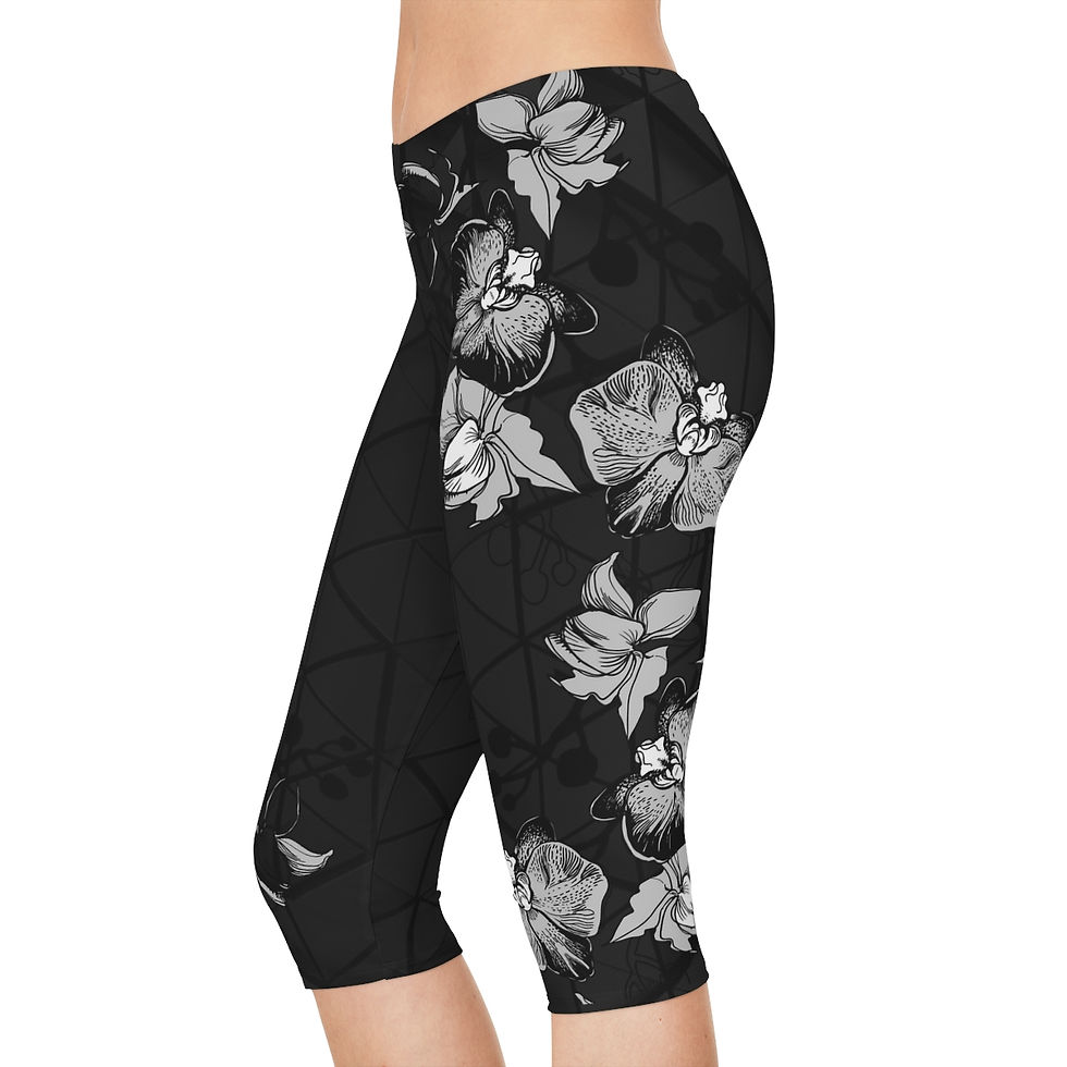 Thumbnail: Chic Floral Essence - Best High-Rise Yoga Pants, Embrace Style with Black Floral Yoga Elegance