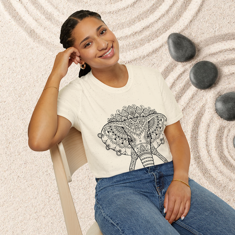 Thumbnail: Boho Vibes, Minimalist Style - Mandala Elephant Shirt for a Chic and Effortless Look