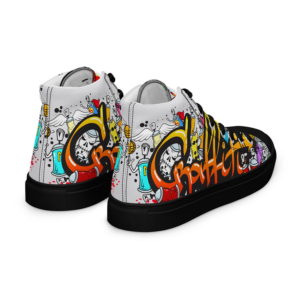 Thumbnail: White Canvas High Tops with Trendy Graffiti Design for Men