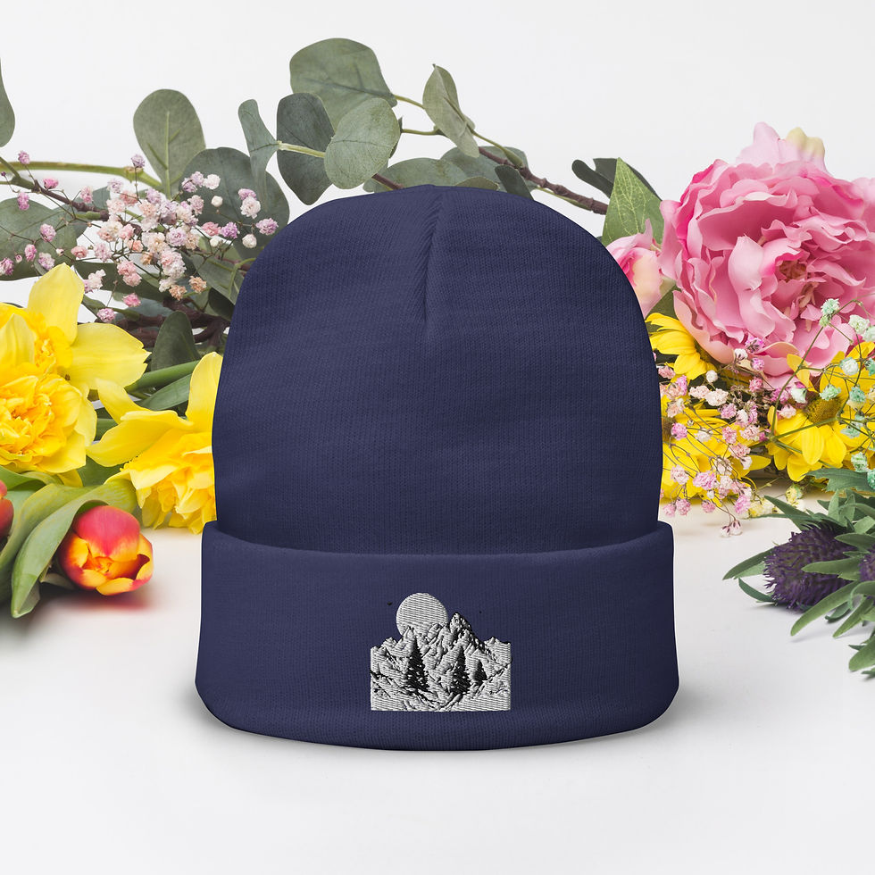 Thumbnail: Embroidered Mountain Majesty: Cozy Winter Beanie – Fashionable Warmth