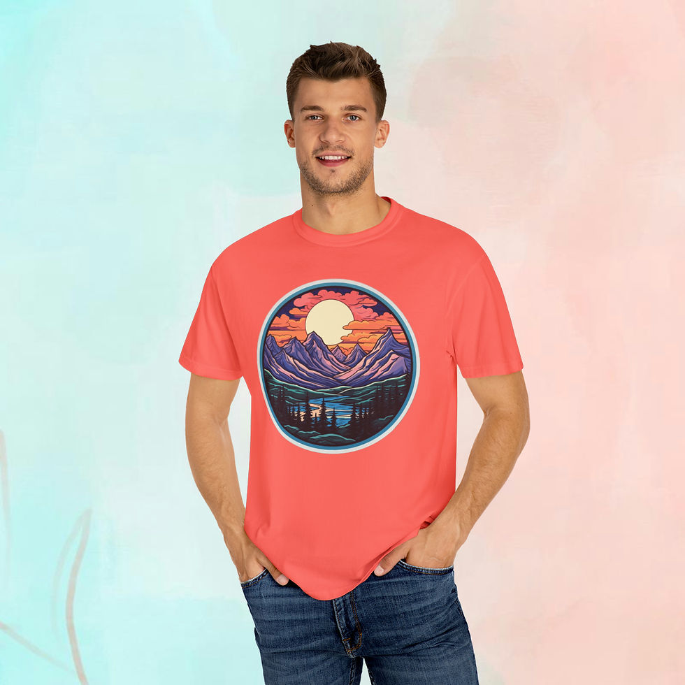 Thumbnail: Express your eco-conscious mindset with the Graphic Tee with Mountain Print - A stylish, environmentally friendly addition
