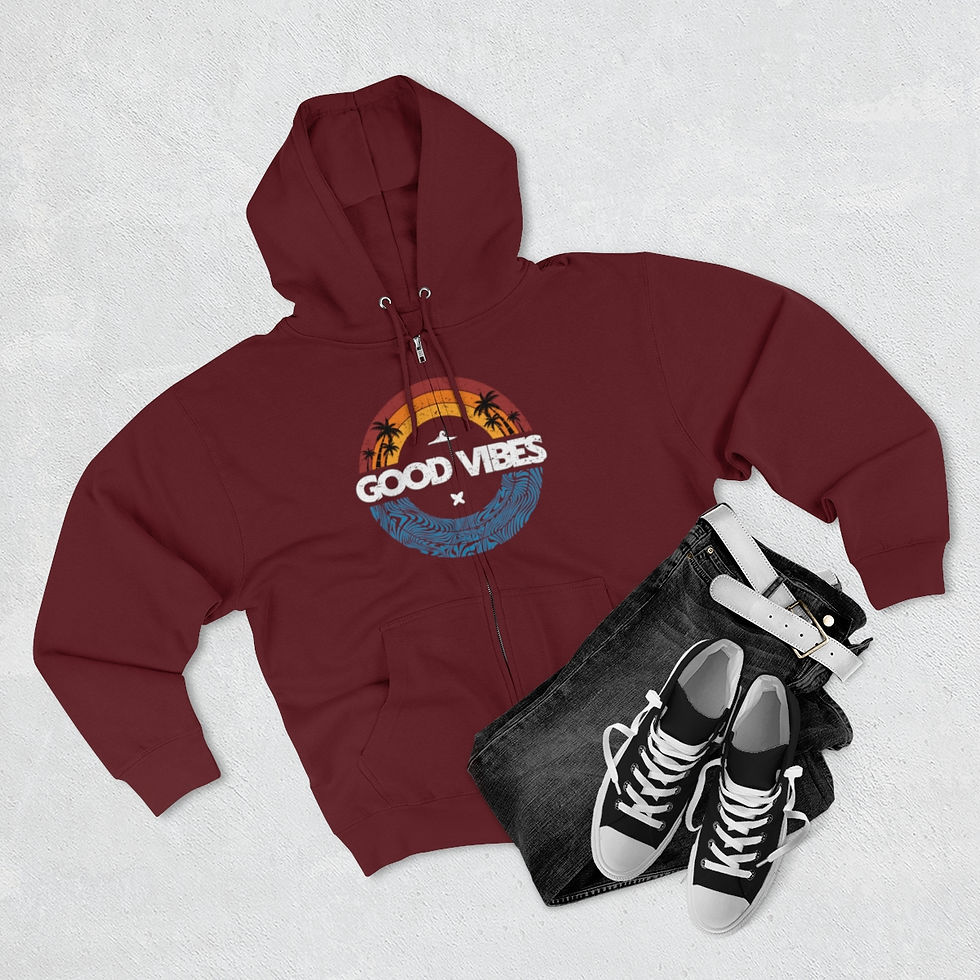 Thumbnail: perfect zip up hoodie, Positive Energy: Unisex Premium Fleece Hoodie by Good Vibes