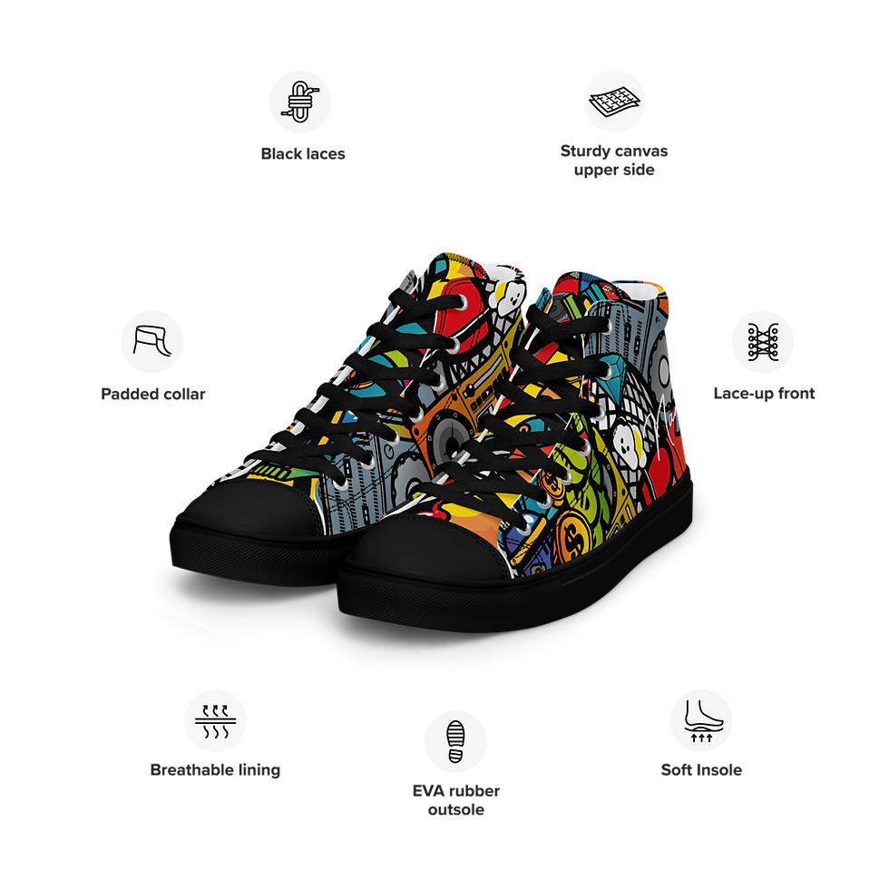 Thumbnail: Fashionable Men's High Top Sneakers, graffiti shoes, abstract shoe