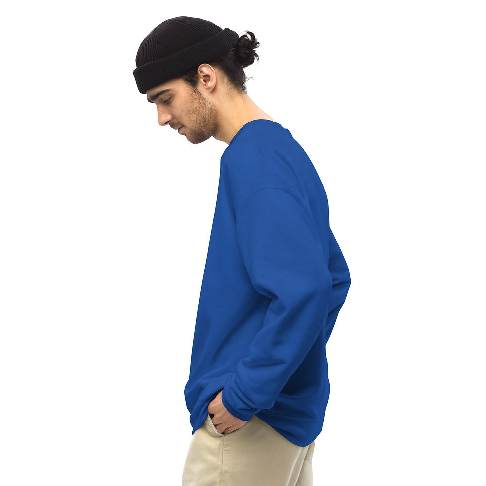 Thumbnail: Comfy Peace and Love Sweatshirt - Perfect for relaxed winter days in blue.