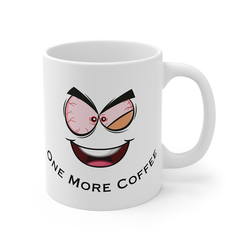 Thumbnail: White ceramic mug featuring a funny cartoon illustration for personalized mornings