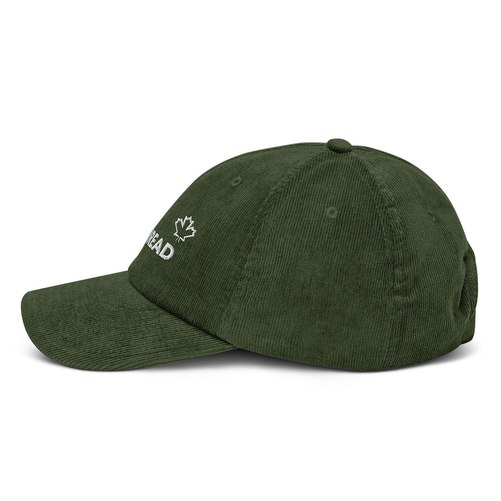 Thumbnail: Side view of olive green textured dad hat showing low profile crown and curved brim.