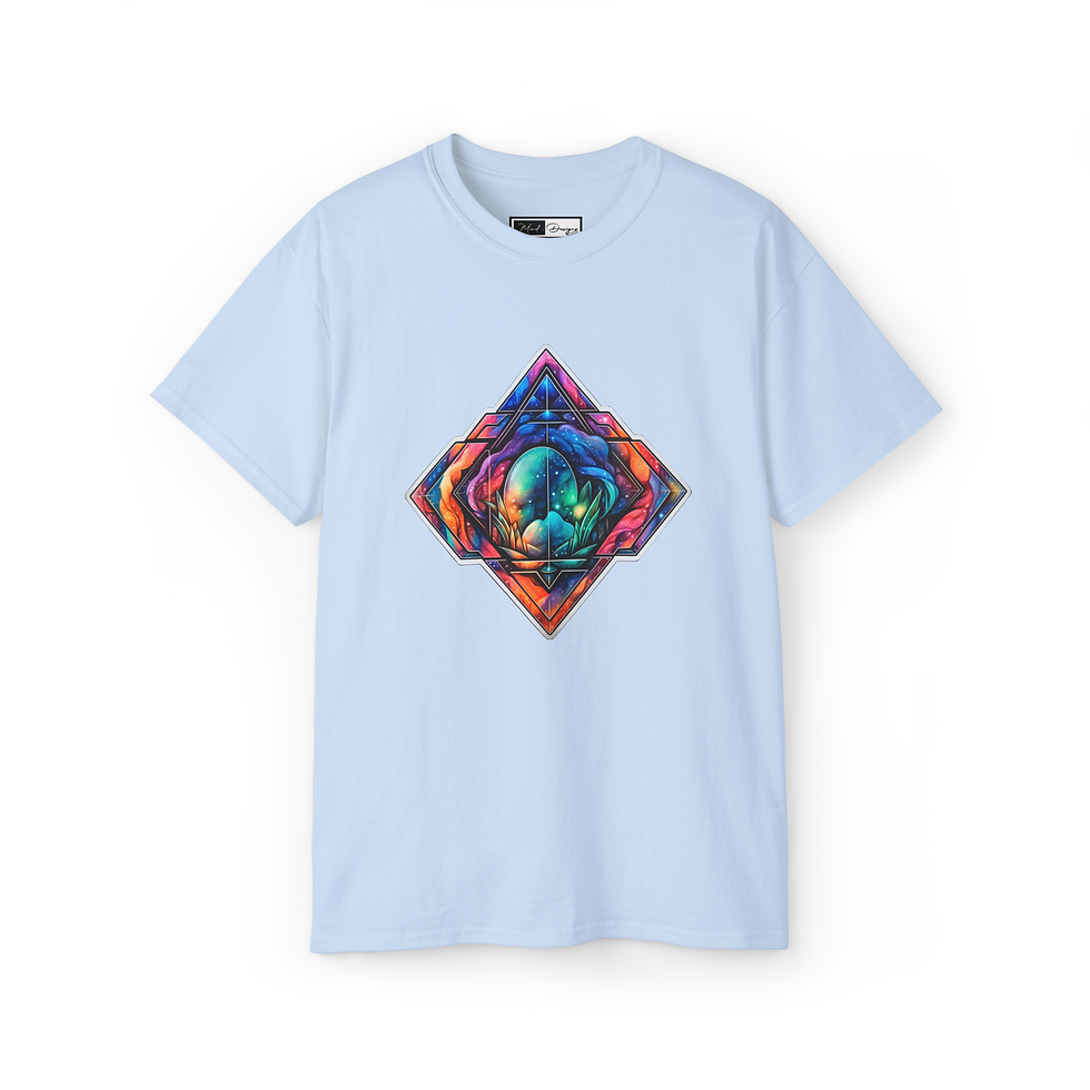 Thumbnail: White Cosmic Hues: Universe Symbol Shirt – Unique Design, Galactic Comfort