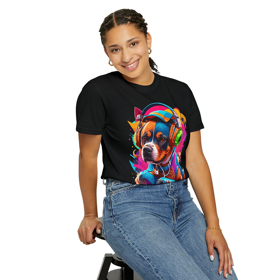 Thumbnail: Woof-worthy Fashion - Trendy Animal Print Clothing, Highlighted by the Artistic Dog Print Tee